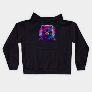 Retro Tanuki Synthwave Kids Hoodie